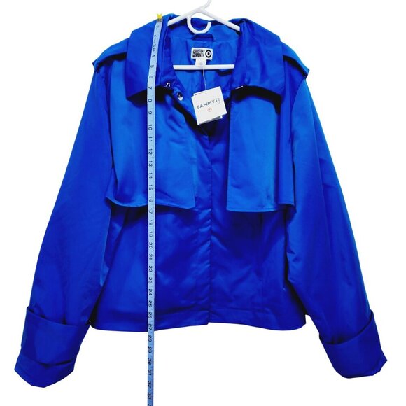 Black History Month Blue Rain Coat jacket Magnetic Snaps Women's Size 4X New - Picture 6 of 12